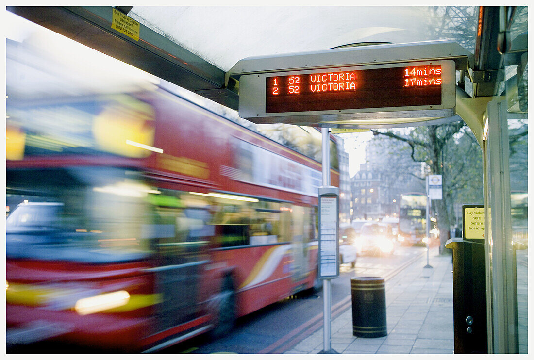 Bus stop, London. England, UK