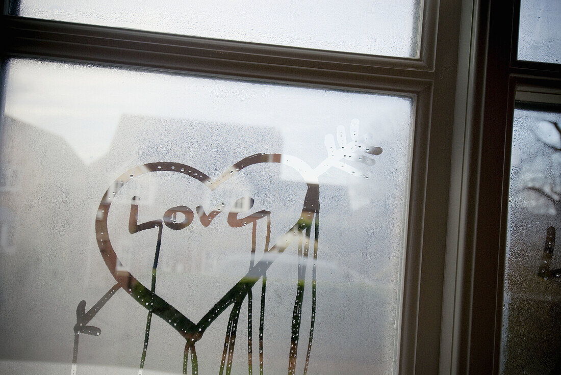 Window detail with love writing