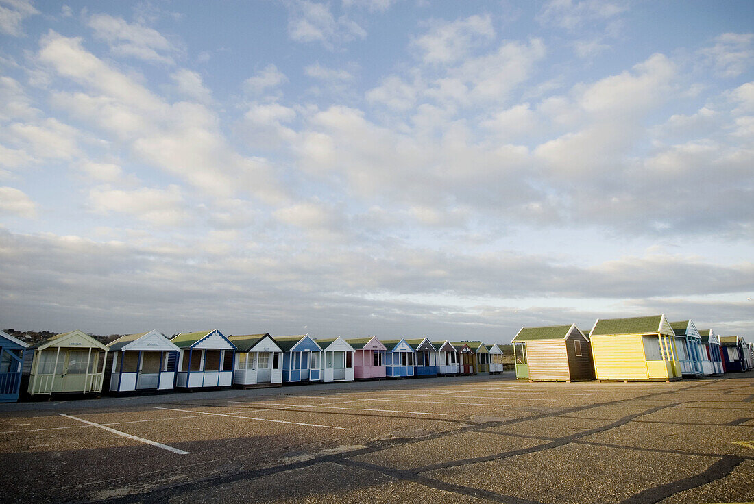 Wooden Beach houses in Southwold, Suffolk, England, UK
