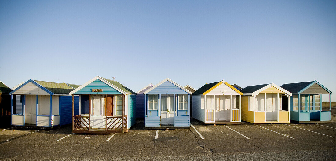 Wooden Beach houses in Southwold, Suffolk, England, UK