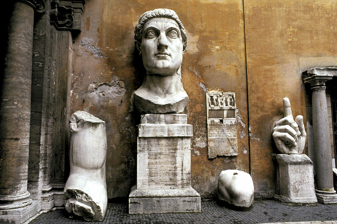 Remains of huge Constantine s statue. Conservatori Museum. Rome. Italy