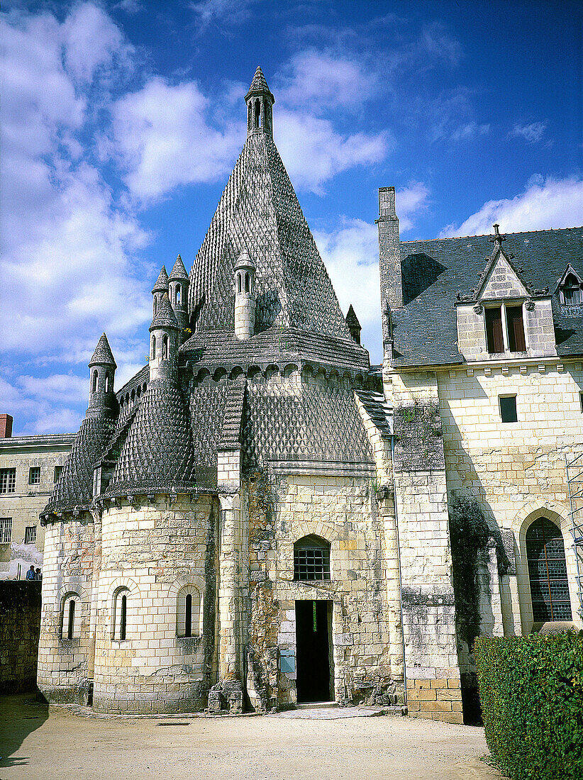 Building (12th-century double octagonal kitchen) of Fontevraud abbey. Val-de-Loire. France