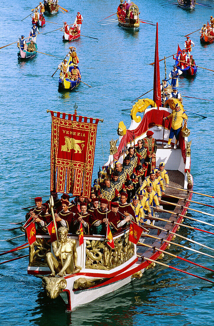 Bucentoro boat, historical boat race at Grand Canal. Venice. Italy