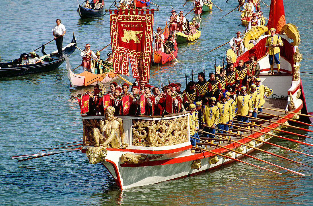 Bucentoro boat, historical boat race at Grand Canal. Venice. Italy
