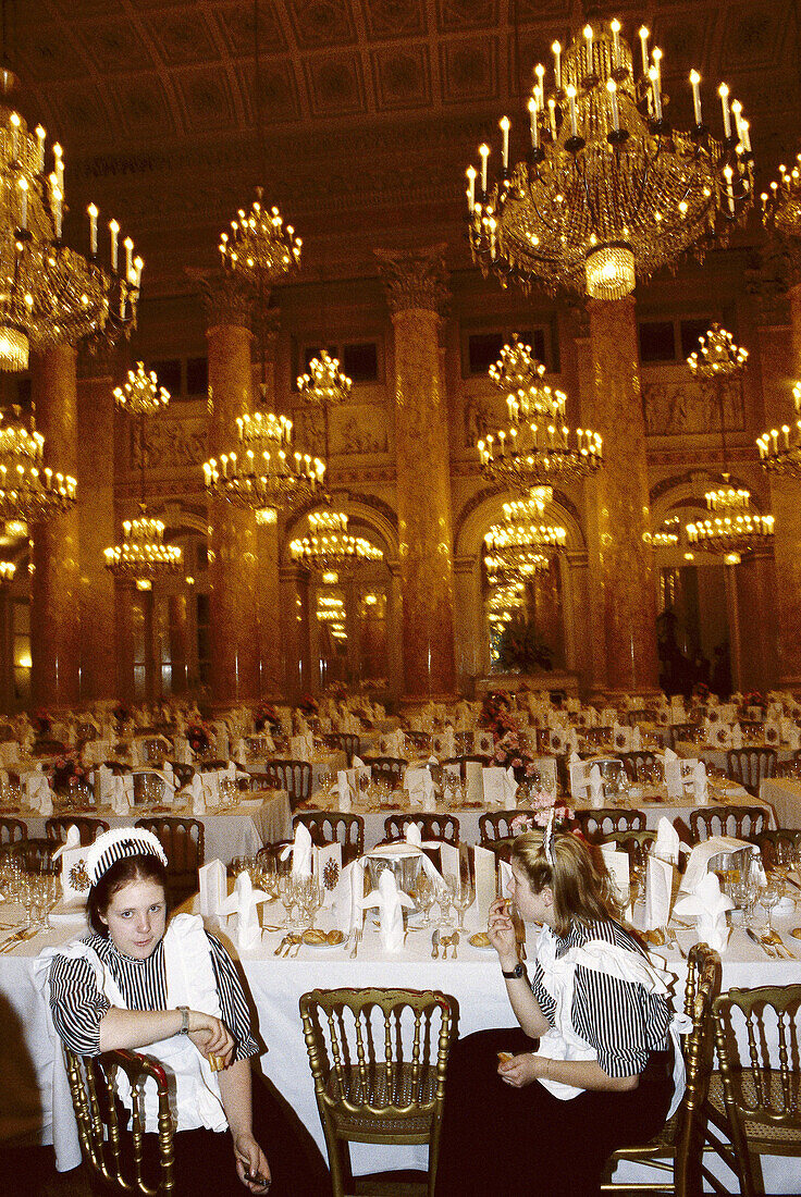 Hofburg imperial palace dining room ready for Kayserball. Vienna. Austria