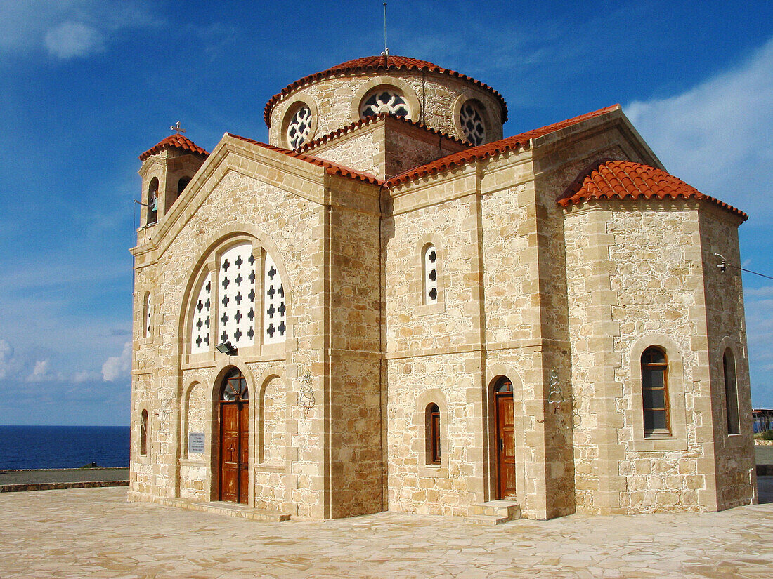 Pilgrimage church Agios Georgios, Cape Drepano, west coast, the Mediterranean Sea, Cyprus