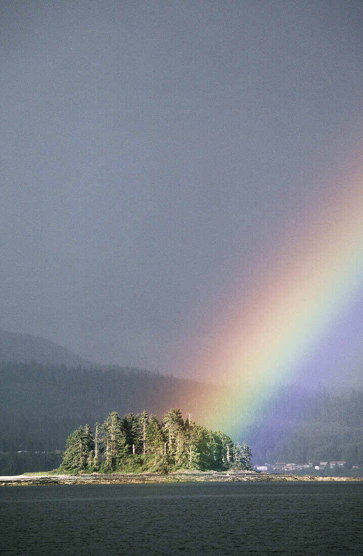 Intense rainbow, Frederick Sound. South East Alaska Inside Passage.