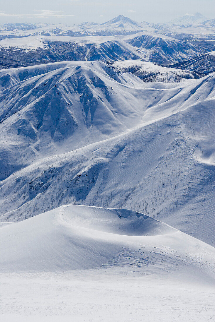 Volcanos in the snow. Kamchatka, Sibiria, Russia.