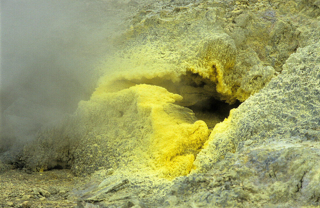 Sulphur fomaroles on White Island, North Island, New Zealand