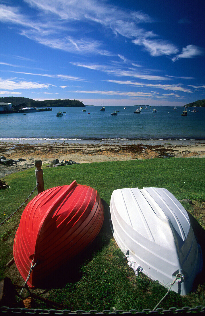 Boats at Halfmoon Bay, Oban, Steward Island, New Zealand