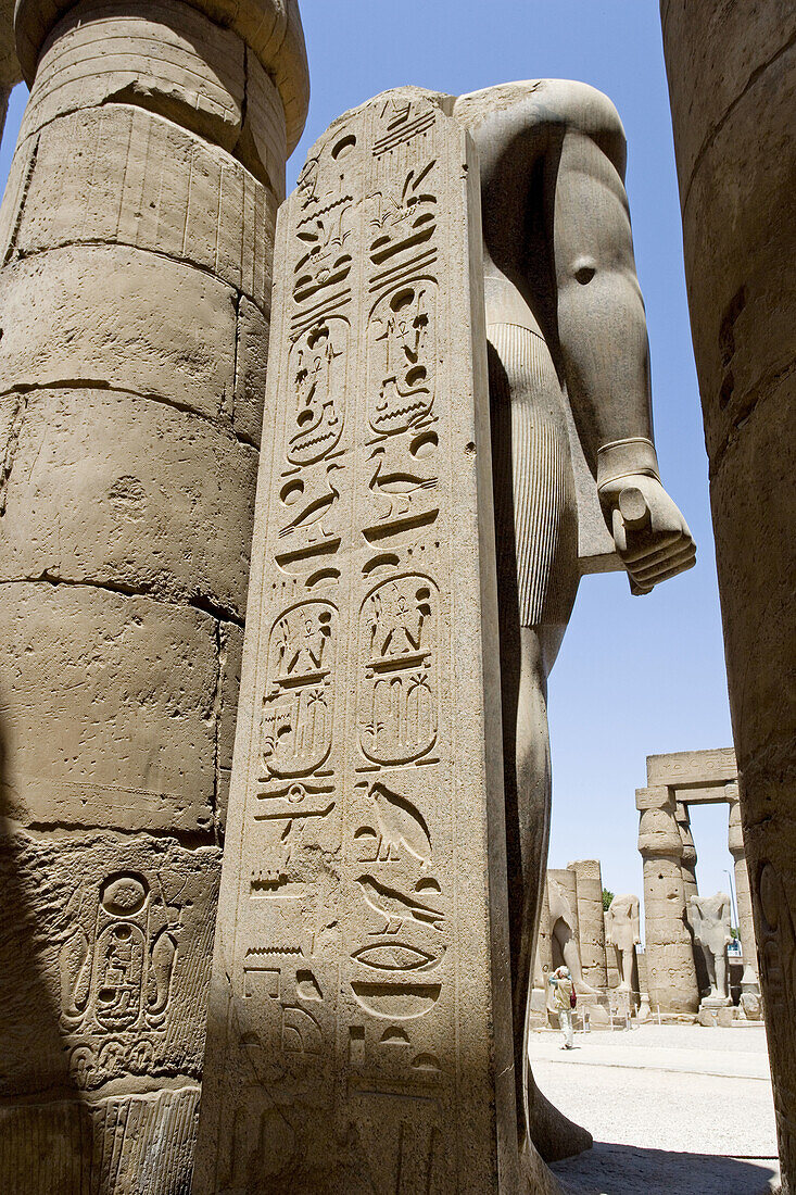 Consecrated to God Amon-Re the Luxor temple was built by Amenophis III (1391-1353) , elarged later on mostly by Ramasses II (1279-1213). The temple was linked to Karnak by a 3km alley lined with sphinxes. Luxor. Egypt