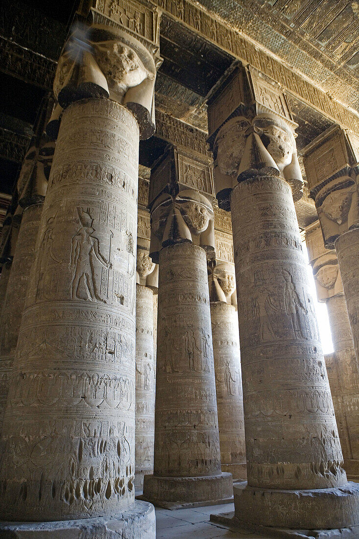 Denderah Temple dedied to goddess Hathor and built 54-29 BC under greco-roman influence. Egypt