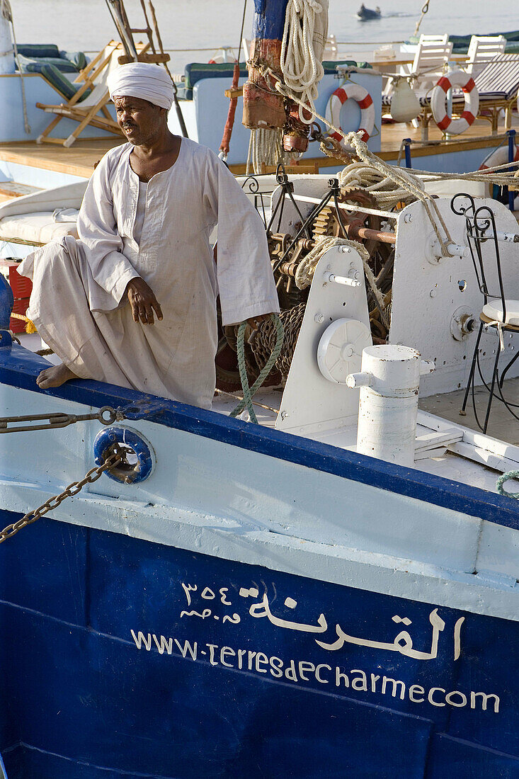 Twin masted large feluccas known as sandals . They were used formerly to carry stones and have been refurbished with a deck and cabins for sailing cruises on river Nile, south or north of Luxor. Upper. Egypt