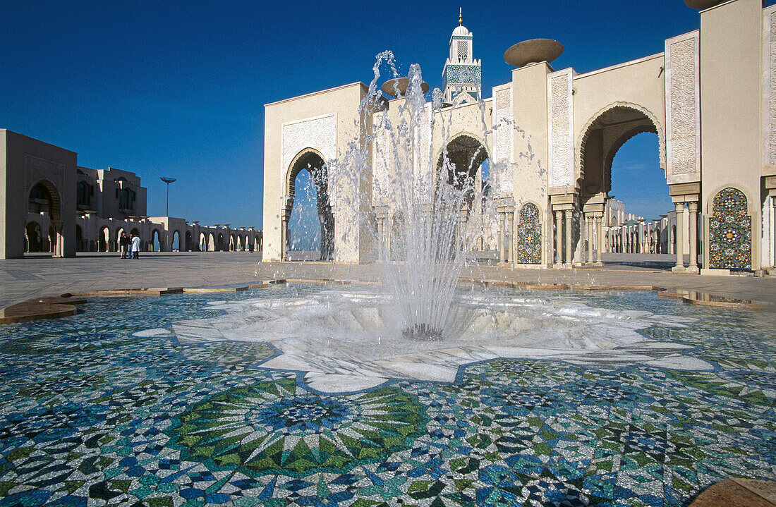 Fountain at Hassan II mosque, Casablanca. Morocco
