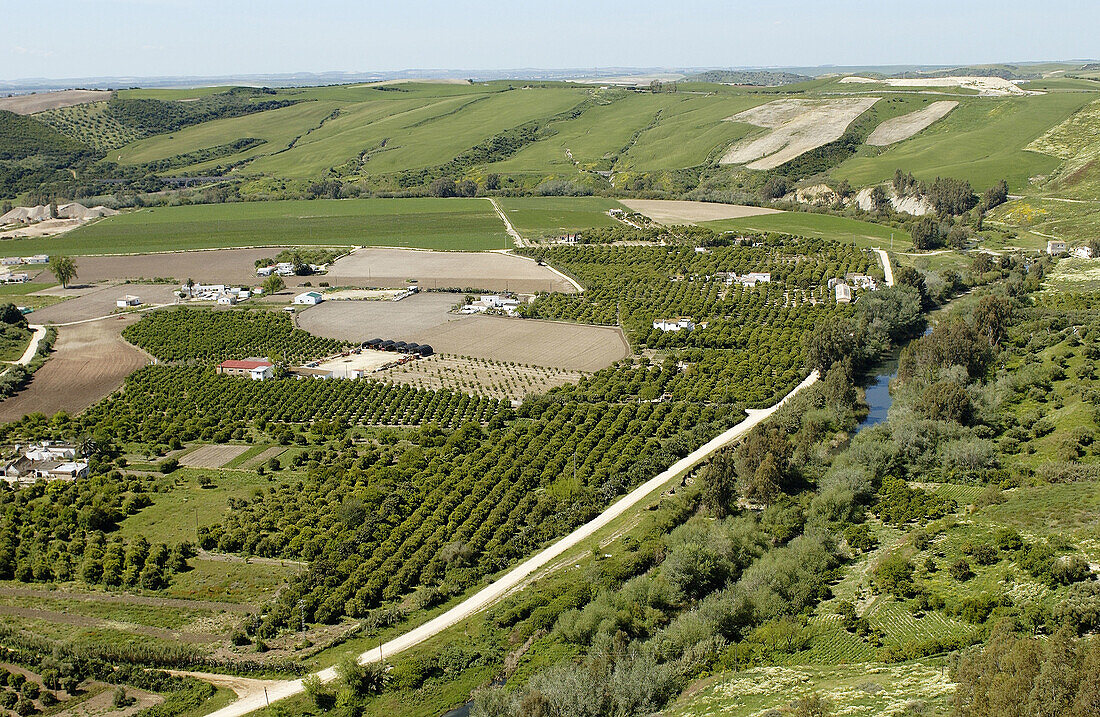 Meander of Guadalete River from Arcos de la Frontera. Cádiz province. Spain