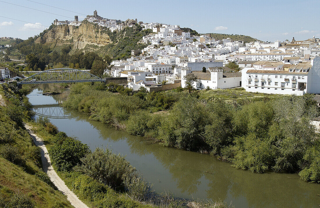 Guadalete River and Arcos de la Frontera. Cádiz province. Spain