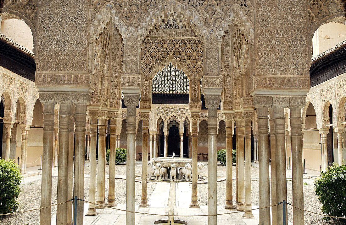 Courtyard of the Lions, Alhambra. Granada. Spain