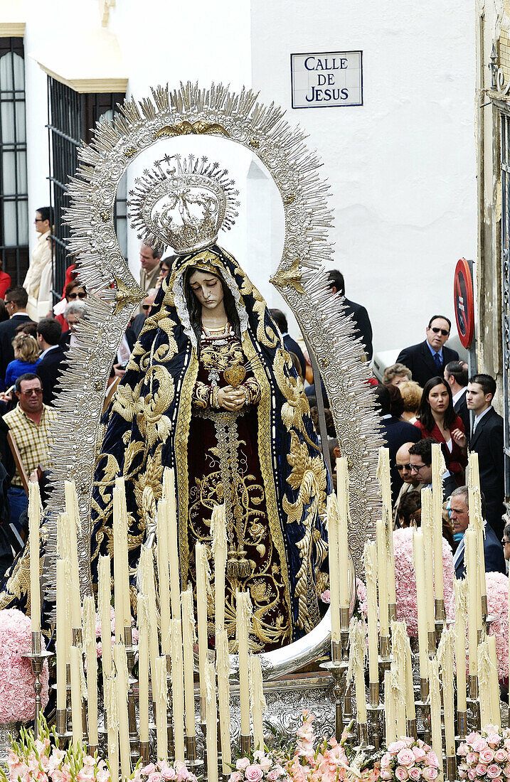 Virgen de los Dolores procession during Holy Week. Osuna, Sevilla province. Spain