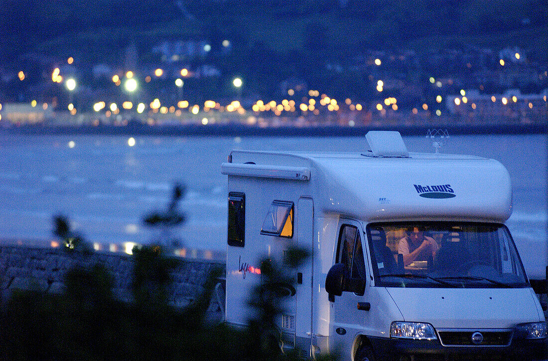 Mobilheim am Strand. Hendaye. Frankreich