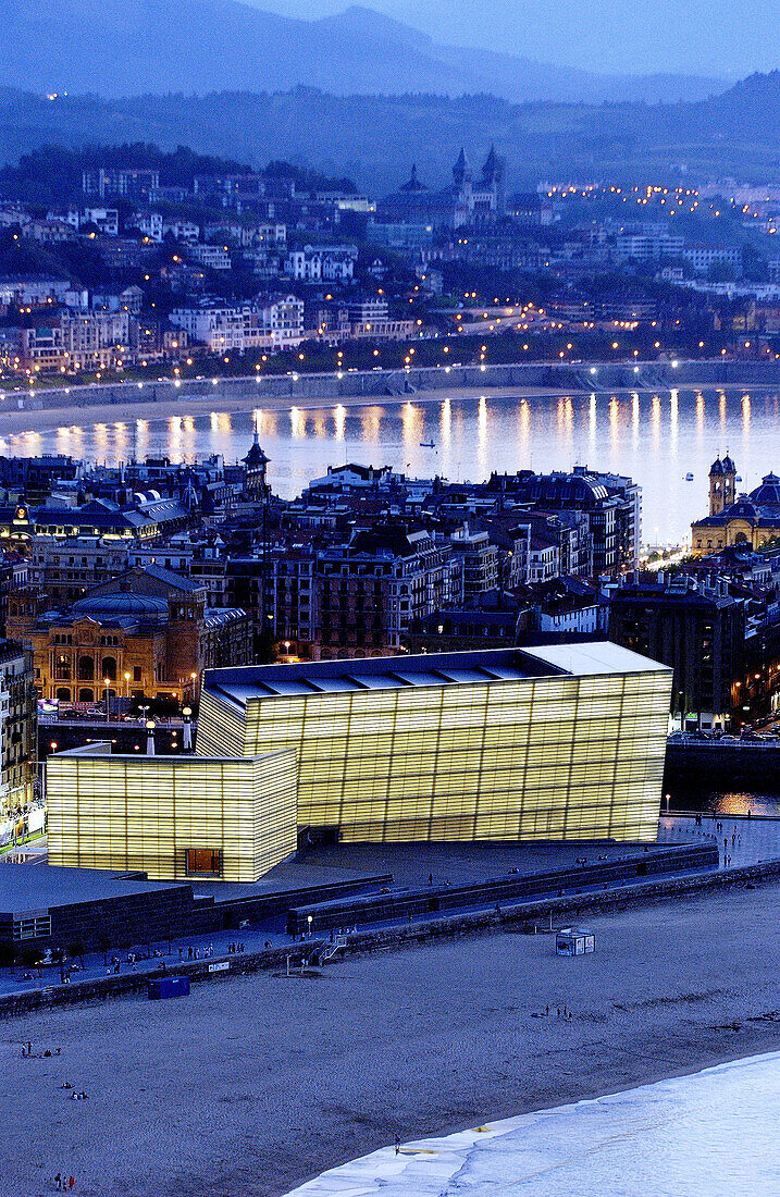 Kursaal and Playa de la Zurriola. Bahía de la Concha. San Sebastian (Donostia). Guipuzcoa. Basque Country. Spain