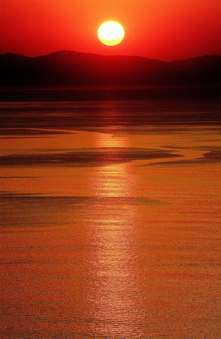 Sonnenuntergang. Blick vom Monte Ulia. San Sebastian (Donostia). Guipuzcoa. Baskenland. Spanien