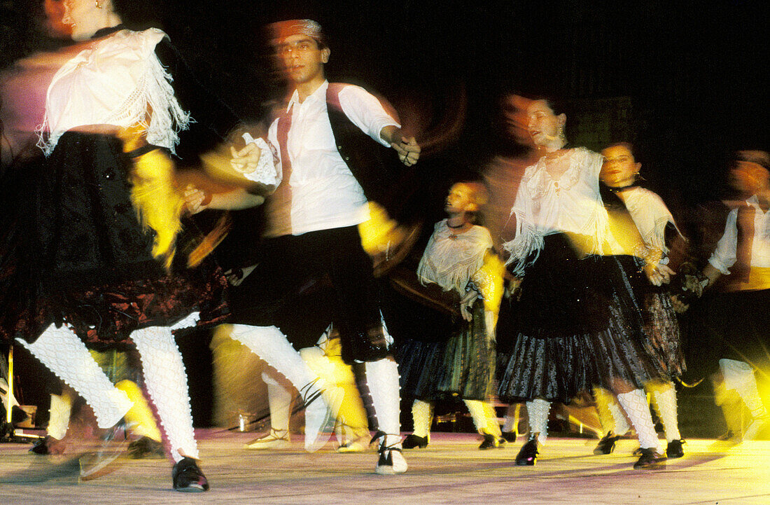 Dancing Sardanes , traditional catalan dance. Saint John Festival. Perpignan. Pyrenees-Orientales. Languedoc Roussillon. France