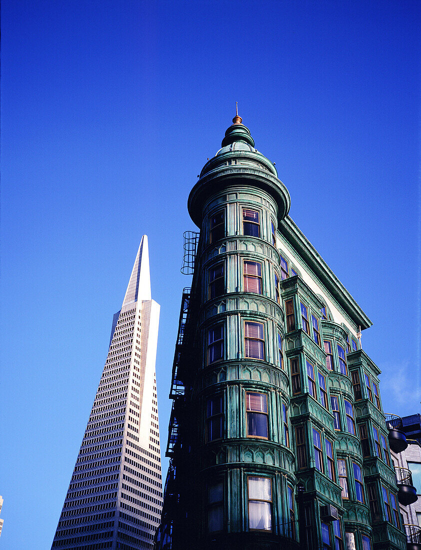 Columbus Tower and Transamerica Building. San Francisco. California. USA