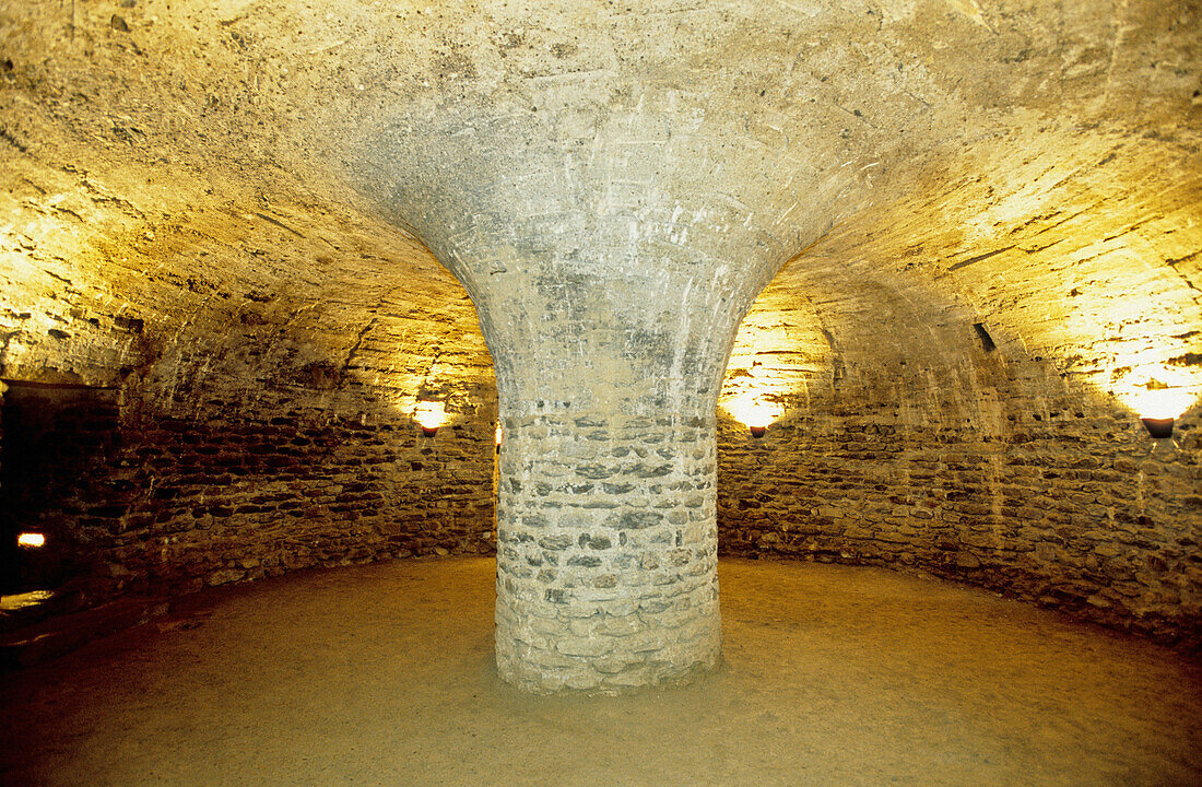 Crypt of Benedictine abbey of Saint-Michel de Cuxa. Prades. Pyrenees-Orientales, Languedoc Roussillon. France