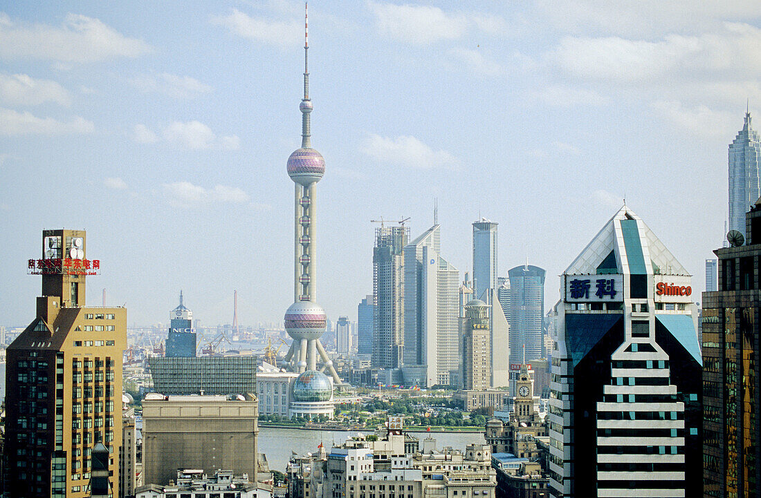City skyline from top of Hotel Sofitel in Nanking Road. Shanghai. China