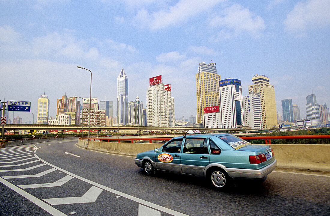Cab, traffic. Shanghai. China