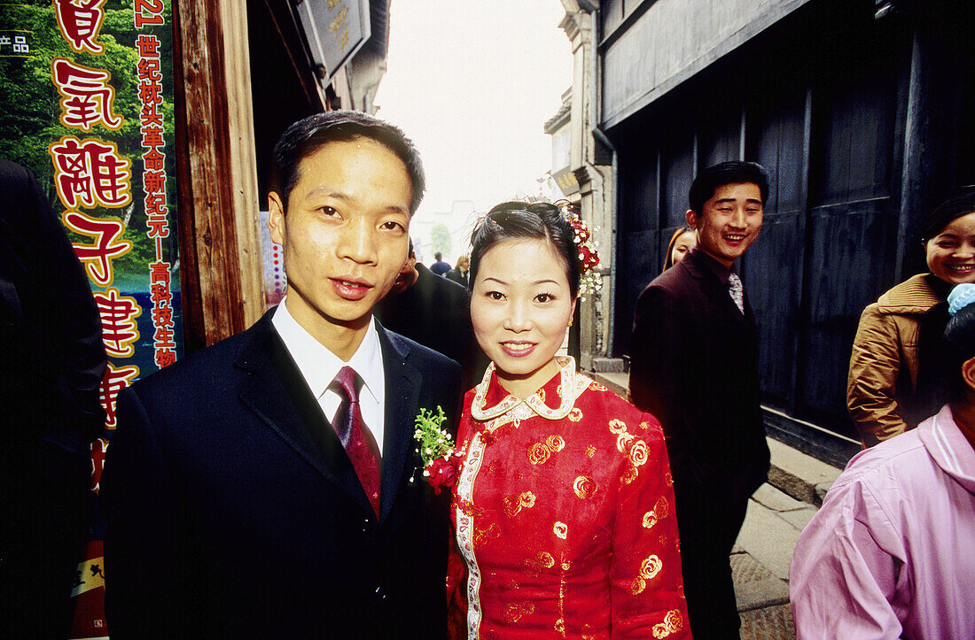 Just married couple. Wushen, small historic city with many canals. Zhejiang province, China