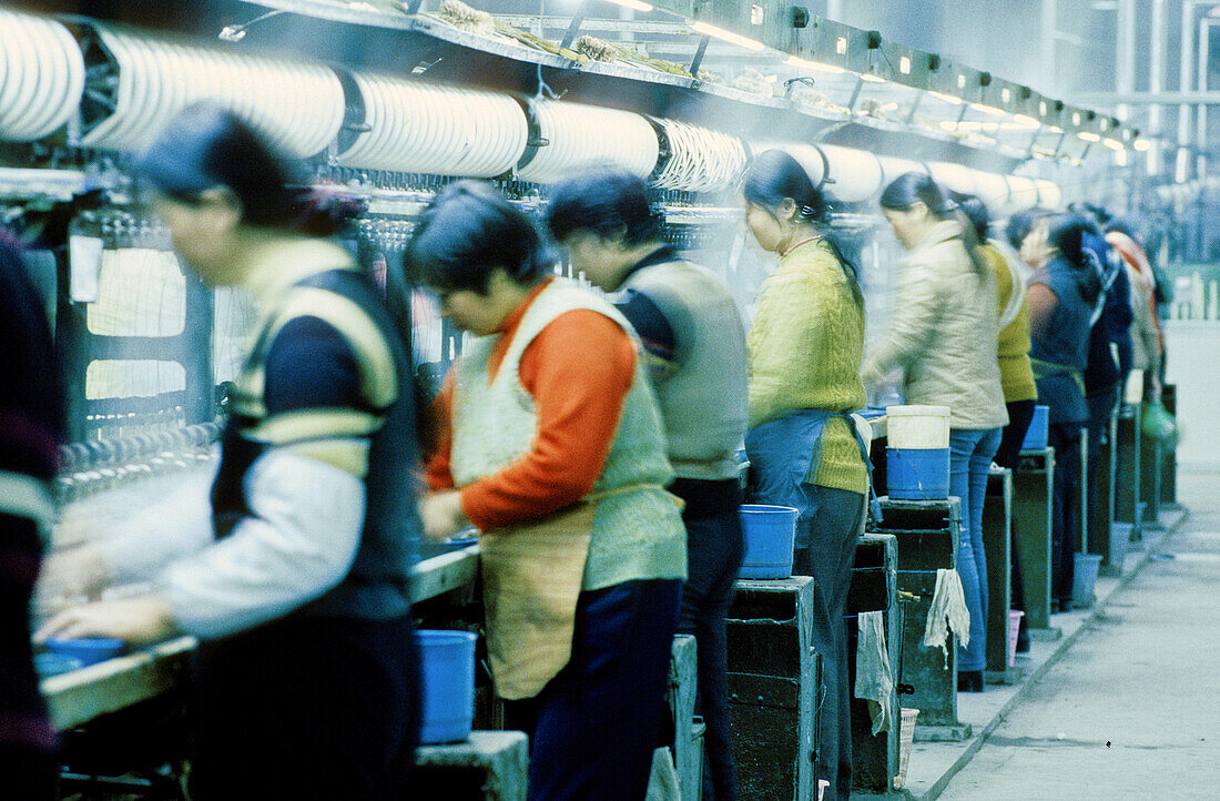 Women at work in a silk factory. Suzhou. Kiangsu province, China
