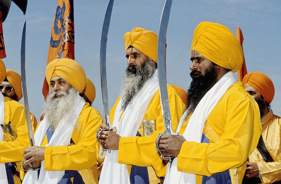 Sikhs demonstrating against India in Hyde Park. London. England