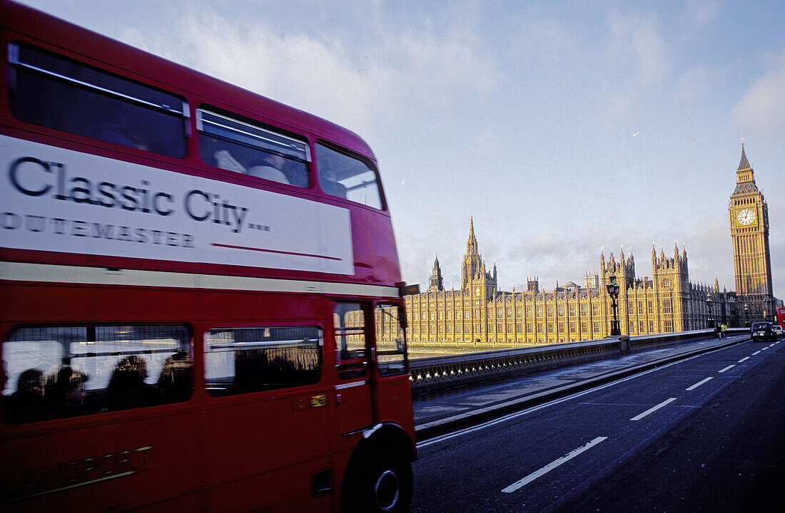 Double-decker red bus. London. England