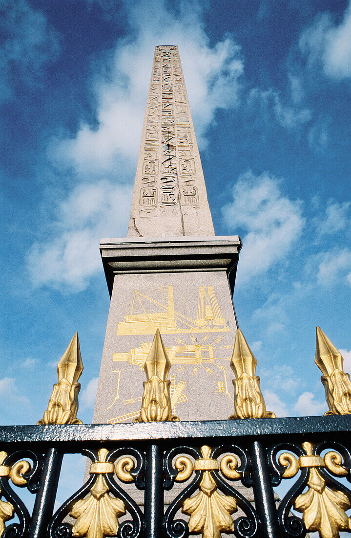 Ancient Egyptian obelisk coming from Luxor at Concorde Square. Paris. France