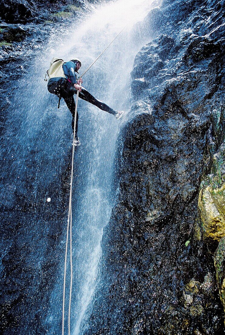 Canyoning at Cilaos cirque. Réunion Island (France)