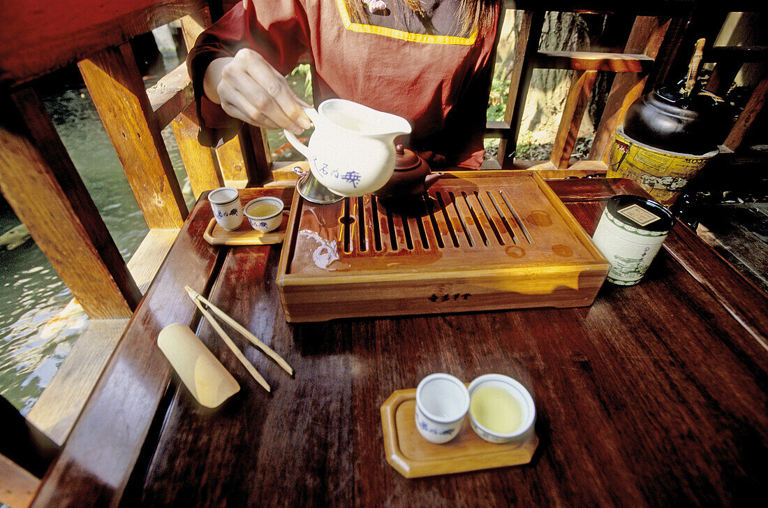 Tea House. Traditional Green tea ceremony. Taichung region, West coast. Taiwan. Republic of China.