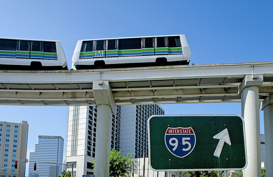 Metrorail in downtown. Miami. Florida, USA