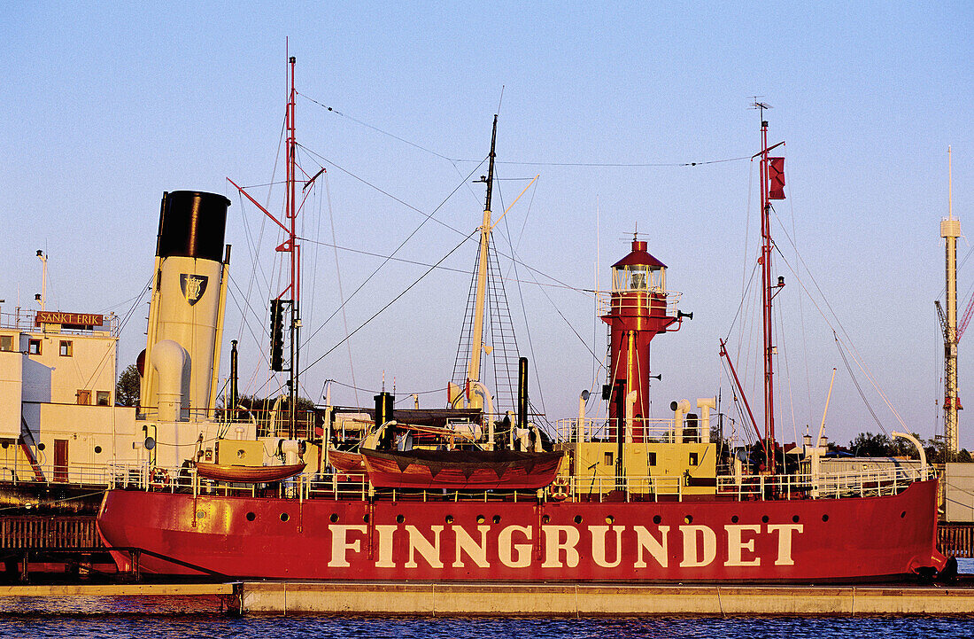 Ancient lighthouse ship. Djurgarden Island. Stockholm. Sweden