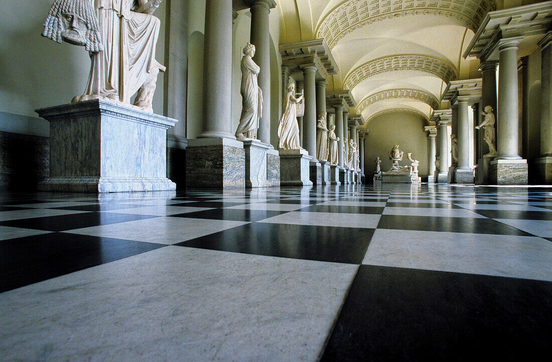 The King Gustav sculpture collection on the Royal Museum inside the Royal Palace. Stockholm. Sweden