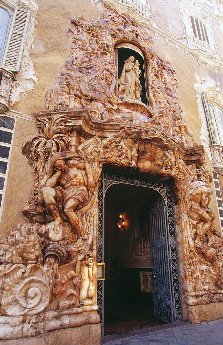 Gate of Marqués de Dos Aguas palace (18th century). Valencia. Spain