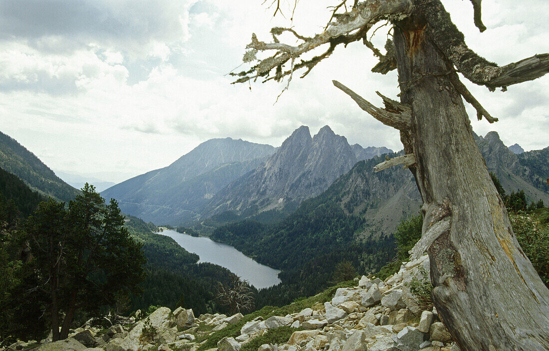 Mirador de l Estany de Sant Maurici. Nationalpark Aigües Tortes. Provinz Lleida. Katalonien. Spanien