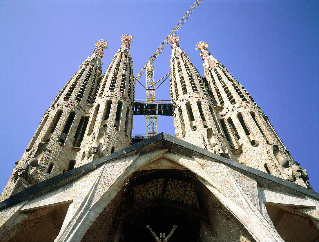 Facade of Passion, Sagrada Familia ( Holy Family ) church by Gaudí. Barcelona. Spain
