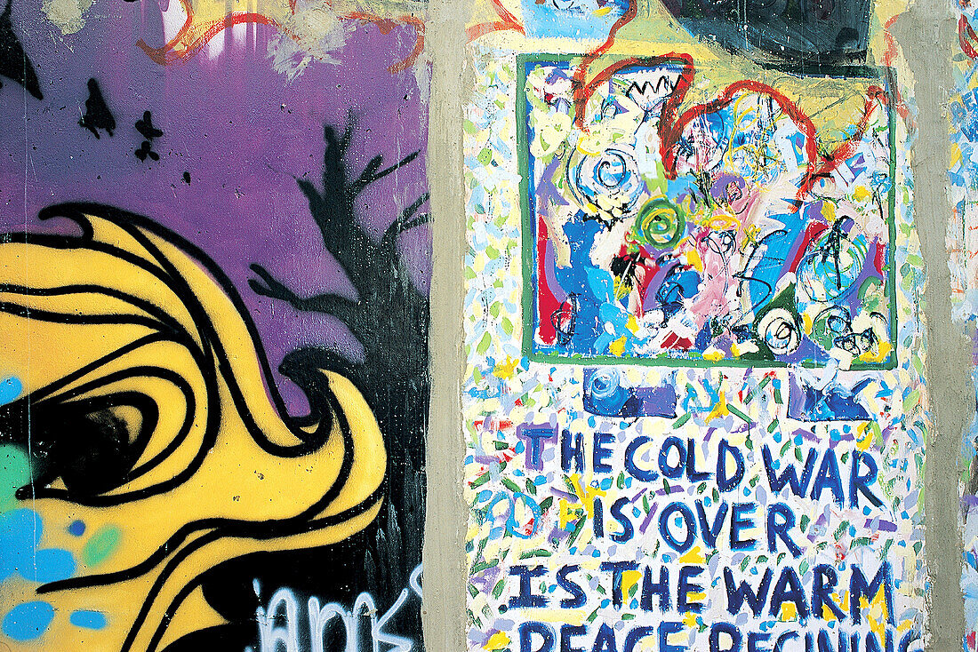 Remains of the Berlin Wall dressed with graffitis. Berlin. Germany