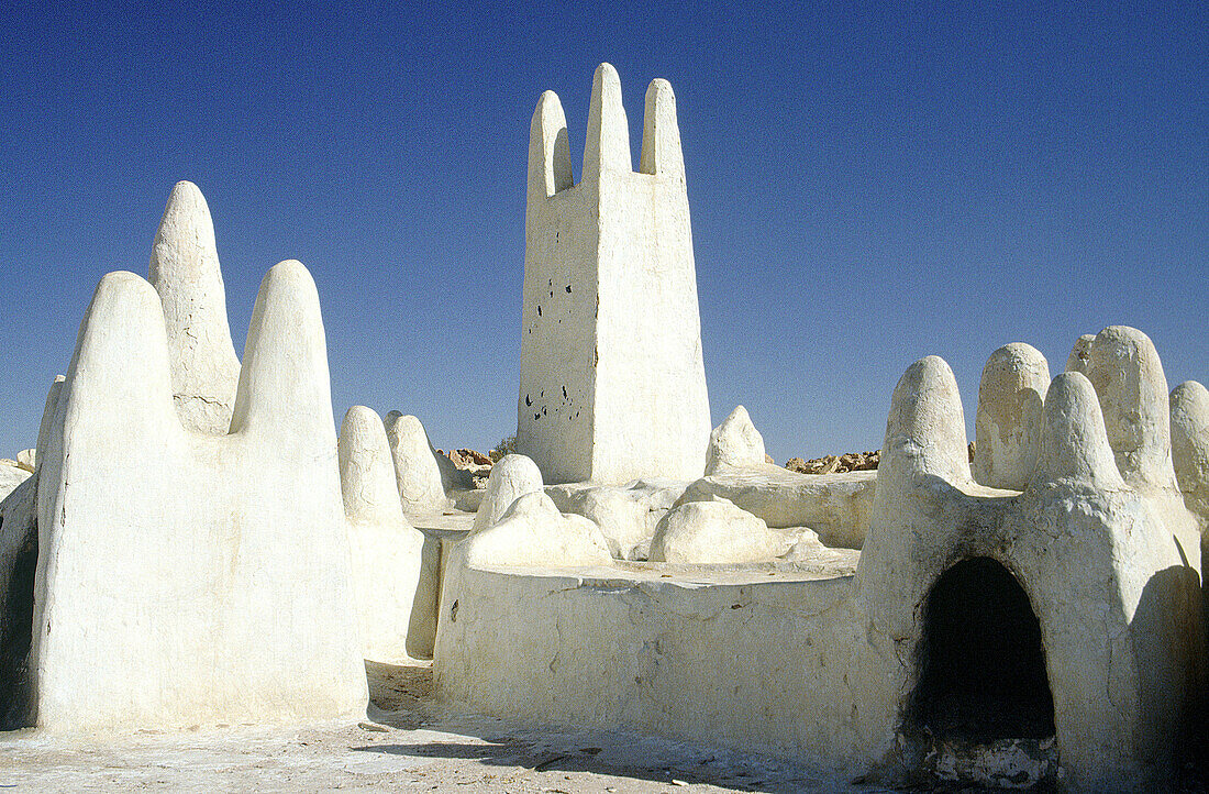 Grave of a holy moslem and fireplace in Guardaia Oasis. Sahara. South Algeria