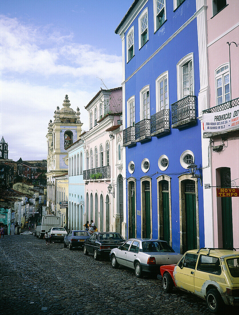 Largo do Pelourinho and cathedral in background. Historic quarter of Pelourinho. Salvador da Bahia. Brazil
