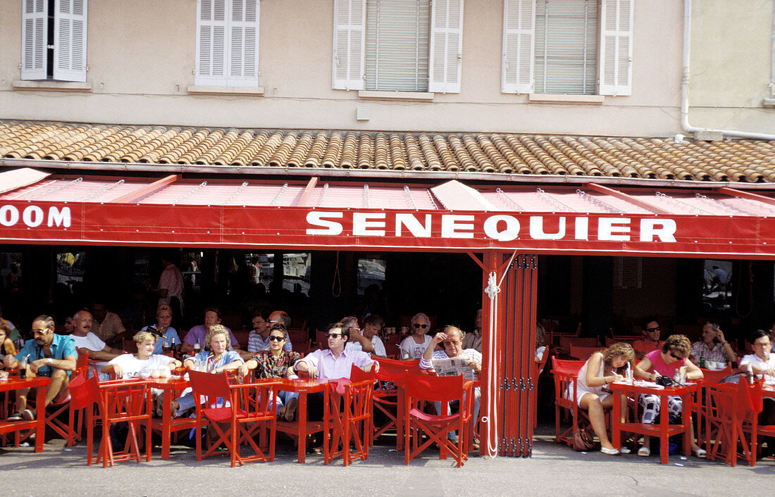 Cafe Senequier terrace. Saint-Tropez. Var. French Riviera. Provence. France