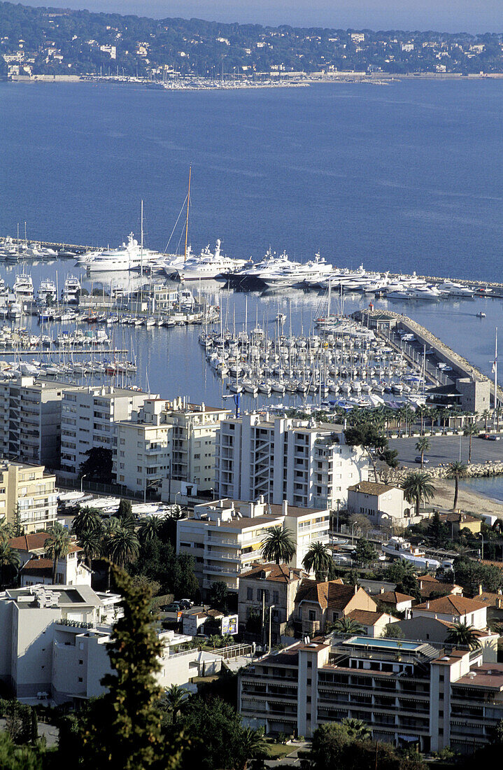 Overview on the town and the marina. Juan Les Pins/Antibes. Cote d Azur. French Riviera. Provence. France
