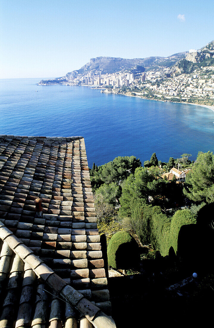 Principality of Monaco from Roquebrune. French Riviera. Provence. France