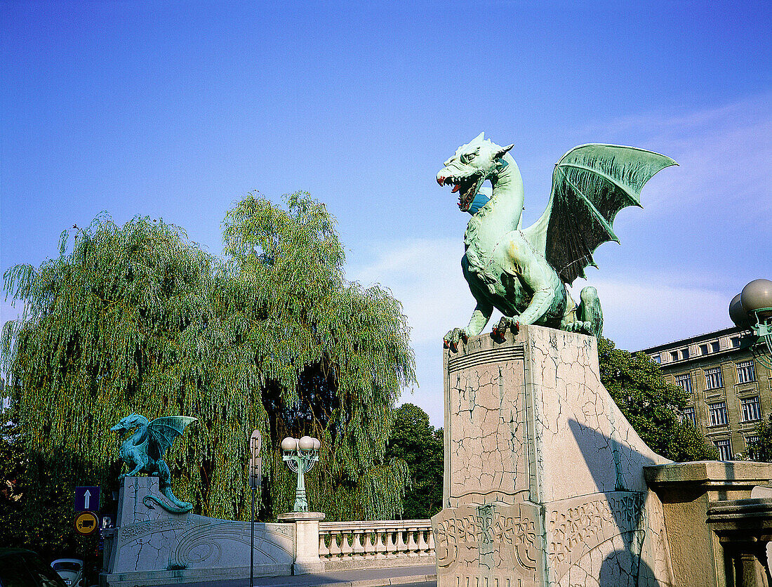 Winged dragons decoration bridge. Ljubljana. Slovenia